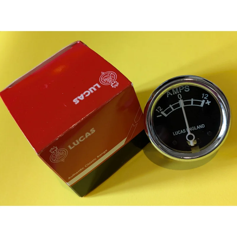 Kedvezményes ár Ampèremètre Lucas 1 3/4 Pouces / 45mm, Fond Noir, 12-0-12 Ampères