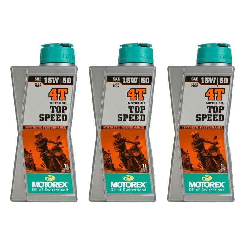 Expressz szállítás [ Motorex ] Huile Moteur Top Speed 4T Set de 3, 1 L chacun, 15W50