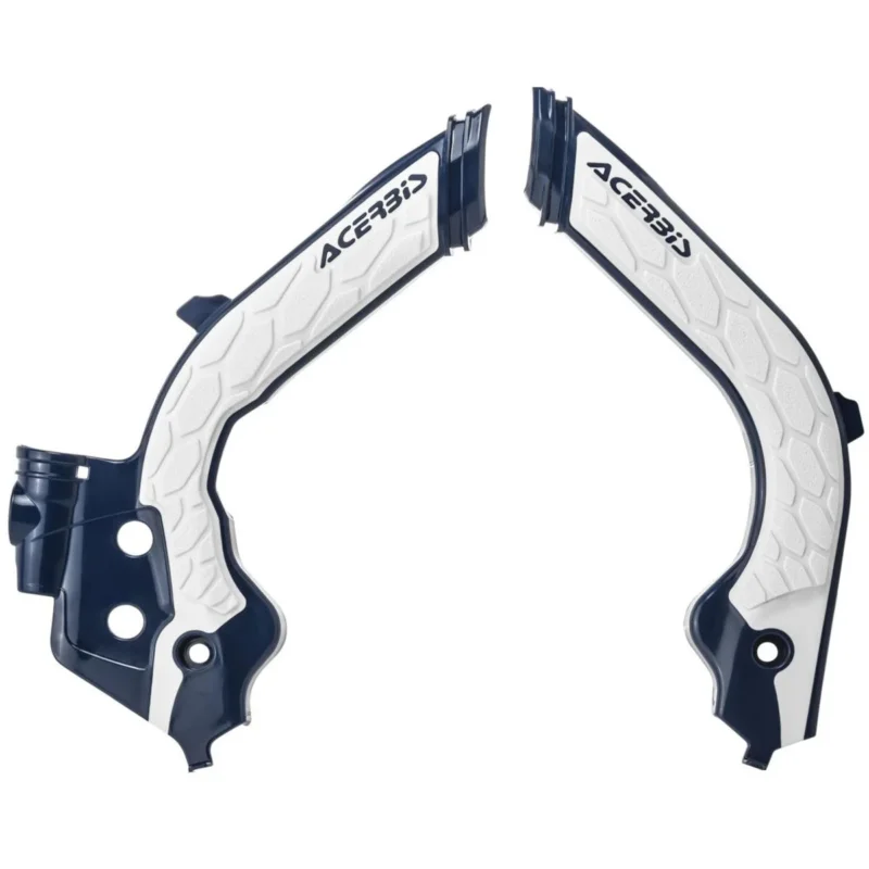 [ Acerbis ] Protections de Cadre Anti-Dérapante X-Grip Husqvarna FC/TC 19-, FE/TE 20-, Bleu/Blanc Prémium