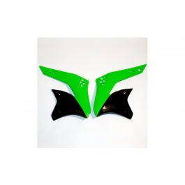 Ouïes de radiateur UFO Vert / Noir Kawasaki 250 KXF 2007 Prémium