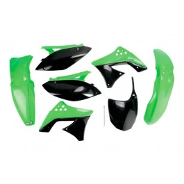 Kit plastiques complet UFO Noir / Vert Kawasaki 250 KXF 2009 Gyors kiszállítás