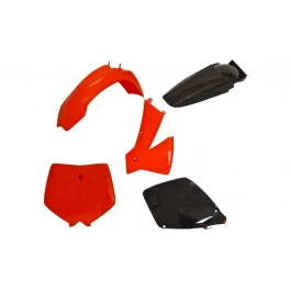 Végkiárusítás Kit plastiques complet Polisport Orange partie Arrière Noir KTM EXC 125 2T / EXC 450 ...