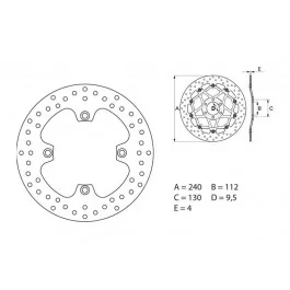 Disque de frein arrière Brembo Serie Oro Fixe Rond 240mm Husqvarna 310 TE Legkelendőbb