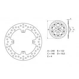 Disque de frein arrière Brembo Serie Oro Fixe Rond 240mm Suzuki 450 RMZ Legkelendőbb