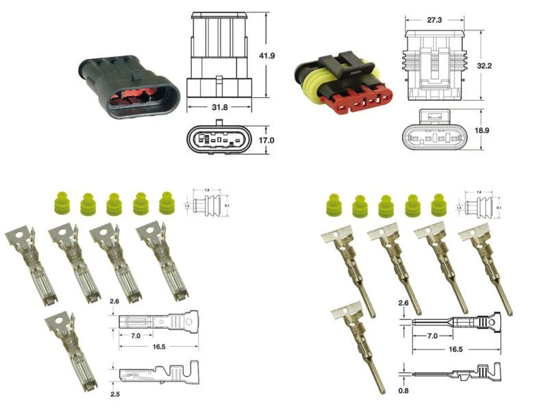 Kit de connexion type générique étanche à 4 voies, bloc mâle et femelle Ne maradj le