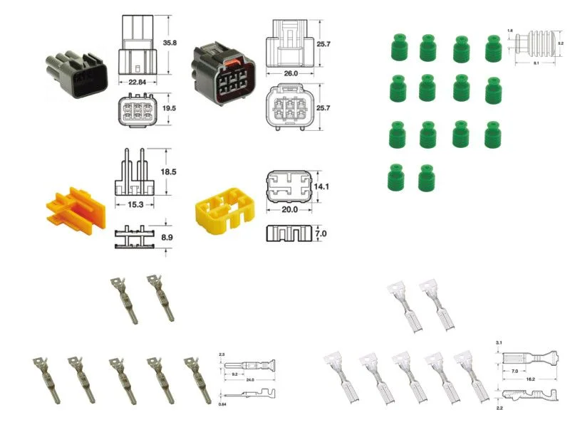 Kit de connexion type 090 FRKW étanche à 6 voies, bloc mâle et femelle Expressz kézbesítés