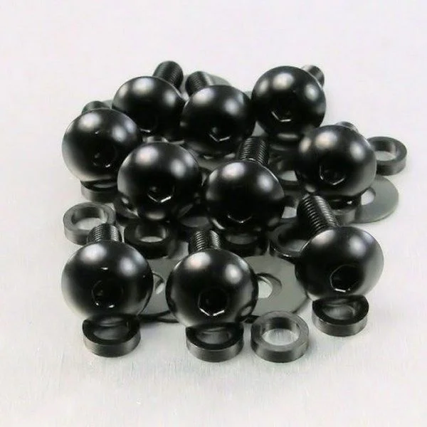 Lot visserie M6 x 1,00 x 20mm - 10 vis tête bombée pour carénages noir Gyors szállítás