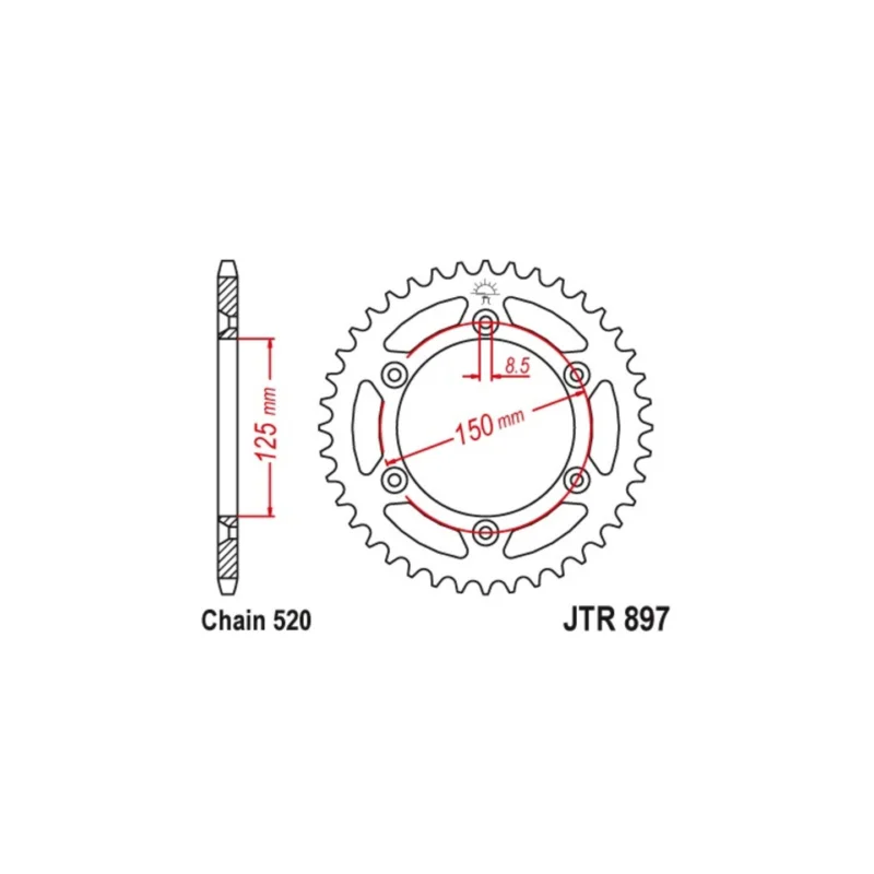 Akció Couronne JT SPROCKETS 48 dents acier pas 520 type 897 KTM SXF 450 2007-21