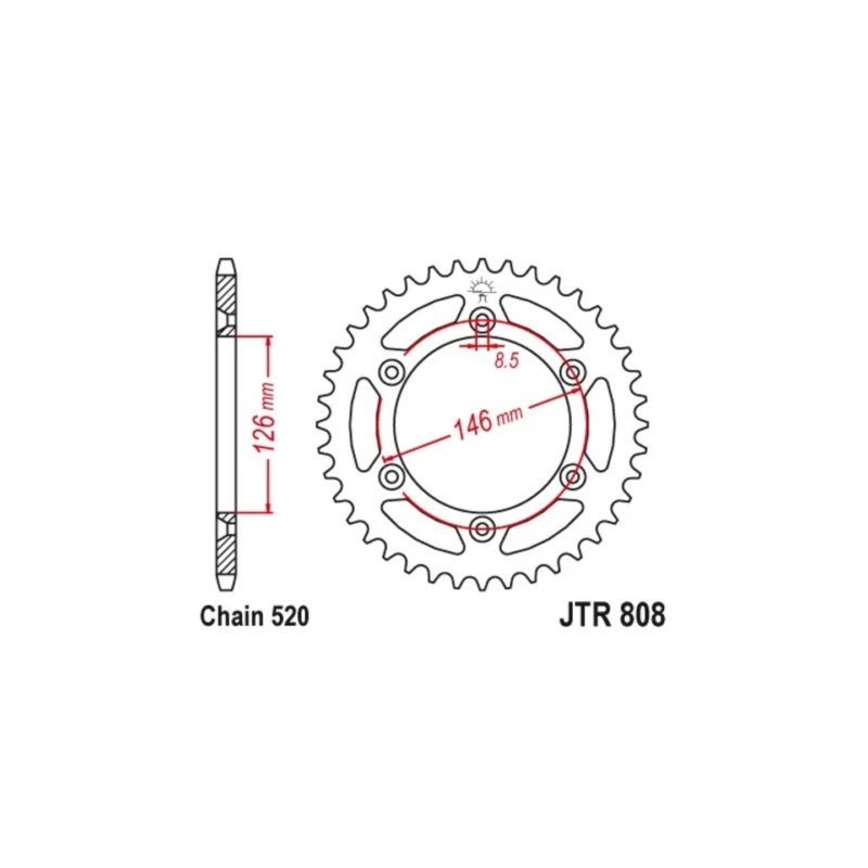 Couronne JT SPROCKETS 49 dents acier pas 520 type 808 Suzuki RM-125 1998-06 Szuper akció