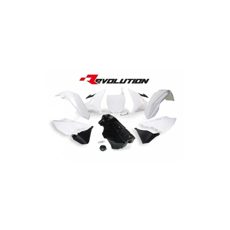 Kit plastique carénage RACETECH Révolution + réservoir blanc / noir - Yamaha YZ125 YZ250 02/18 Prémium