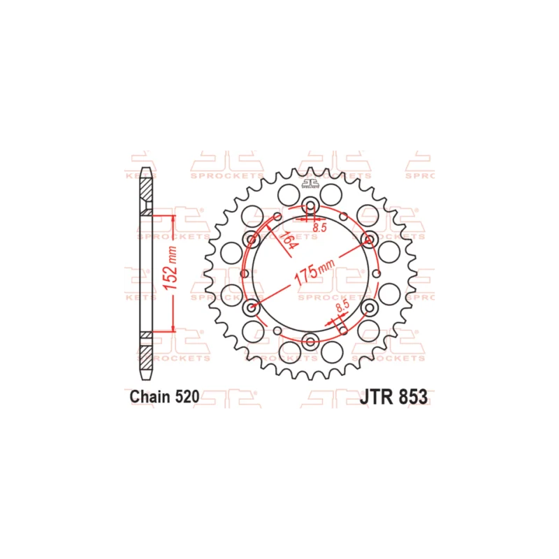 Akciós ár Couronne JT SPROCKETS 48 dents acier pas 520 type 853 YAMAHA YZ-125 1998
