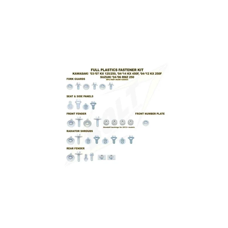 Akció Kit vis complet de plastiques carénage Bolt Kawasaki KX 125 et 250 2003-07