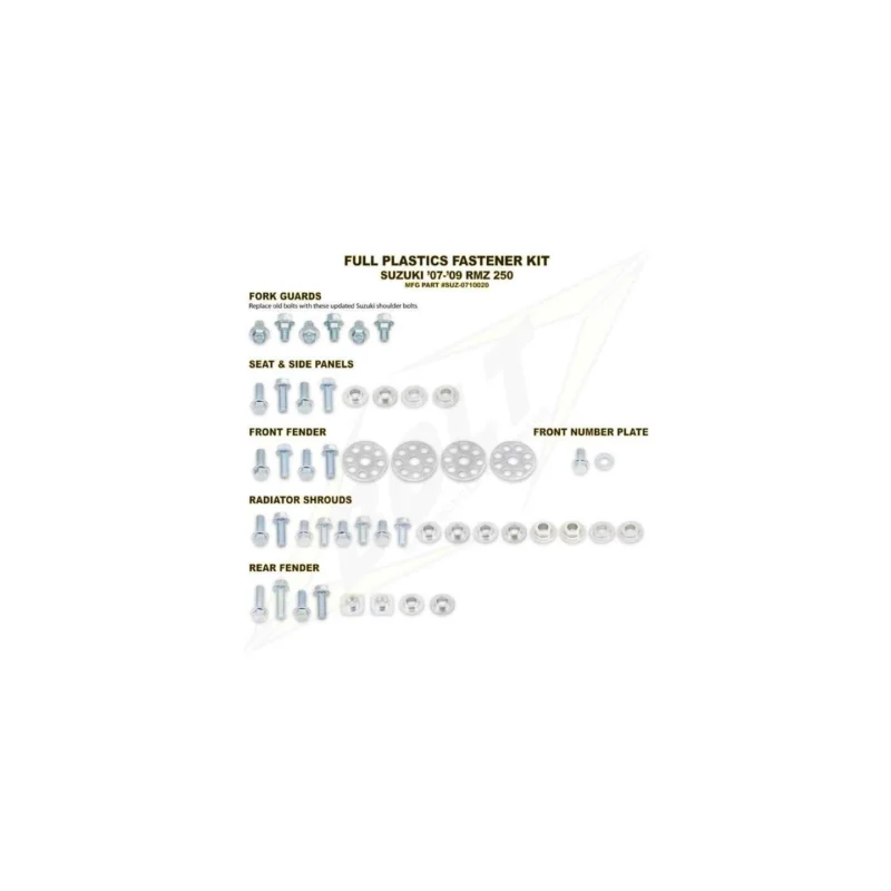 Korlátozott ajánlat Kit vis complet de plastiques carénage Bolt Suzuki RMZ 250 2007-09