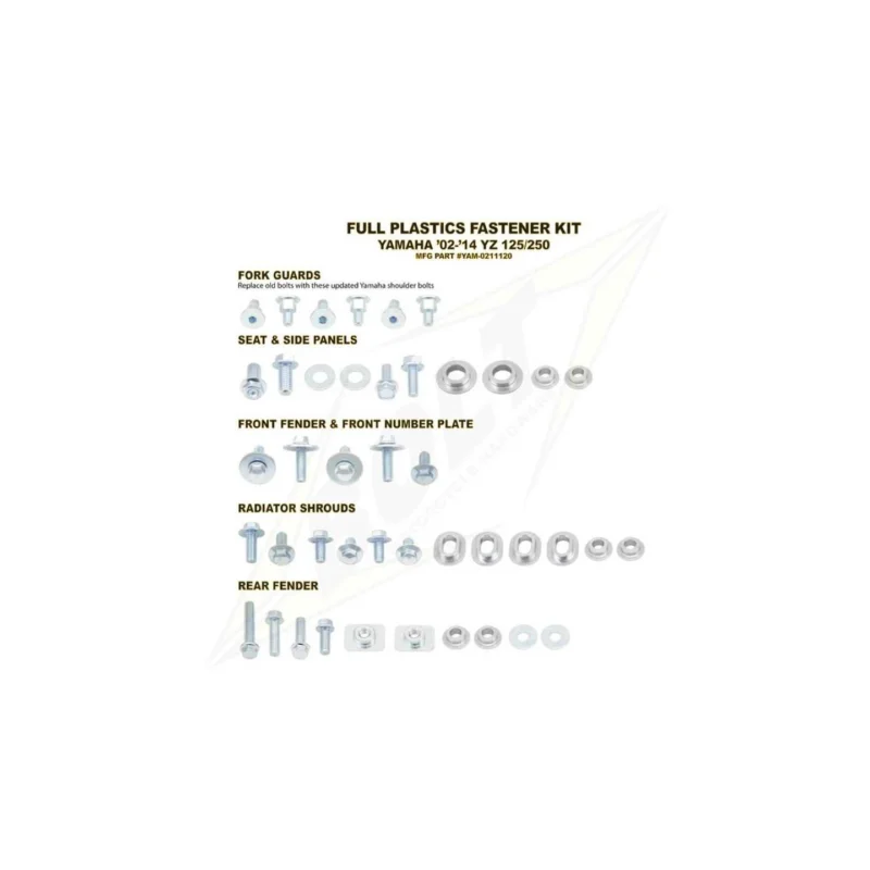 Kit vis complet de plastiques carénage Bolt Yamaha YZ 125 et 250 2002-2021 Biztonságos fizetés